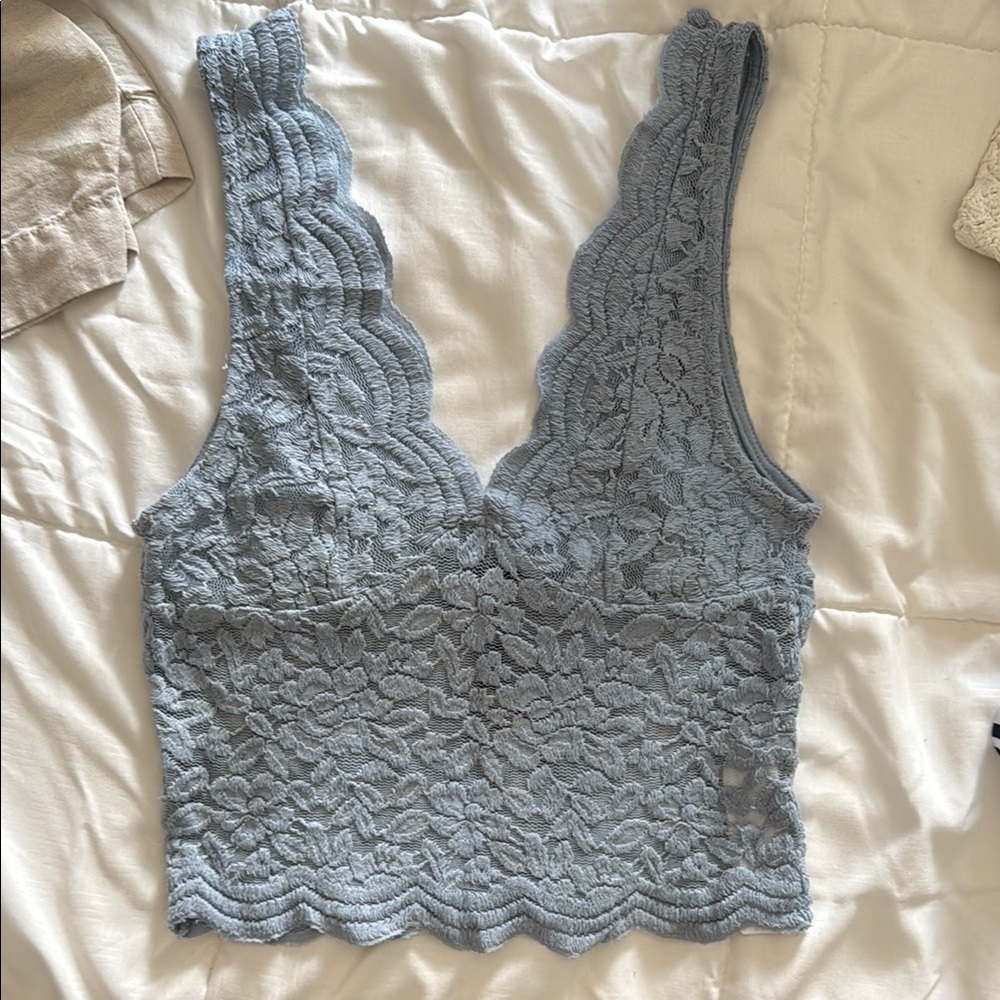 Blue Lace Sleeveless Top